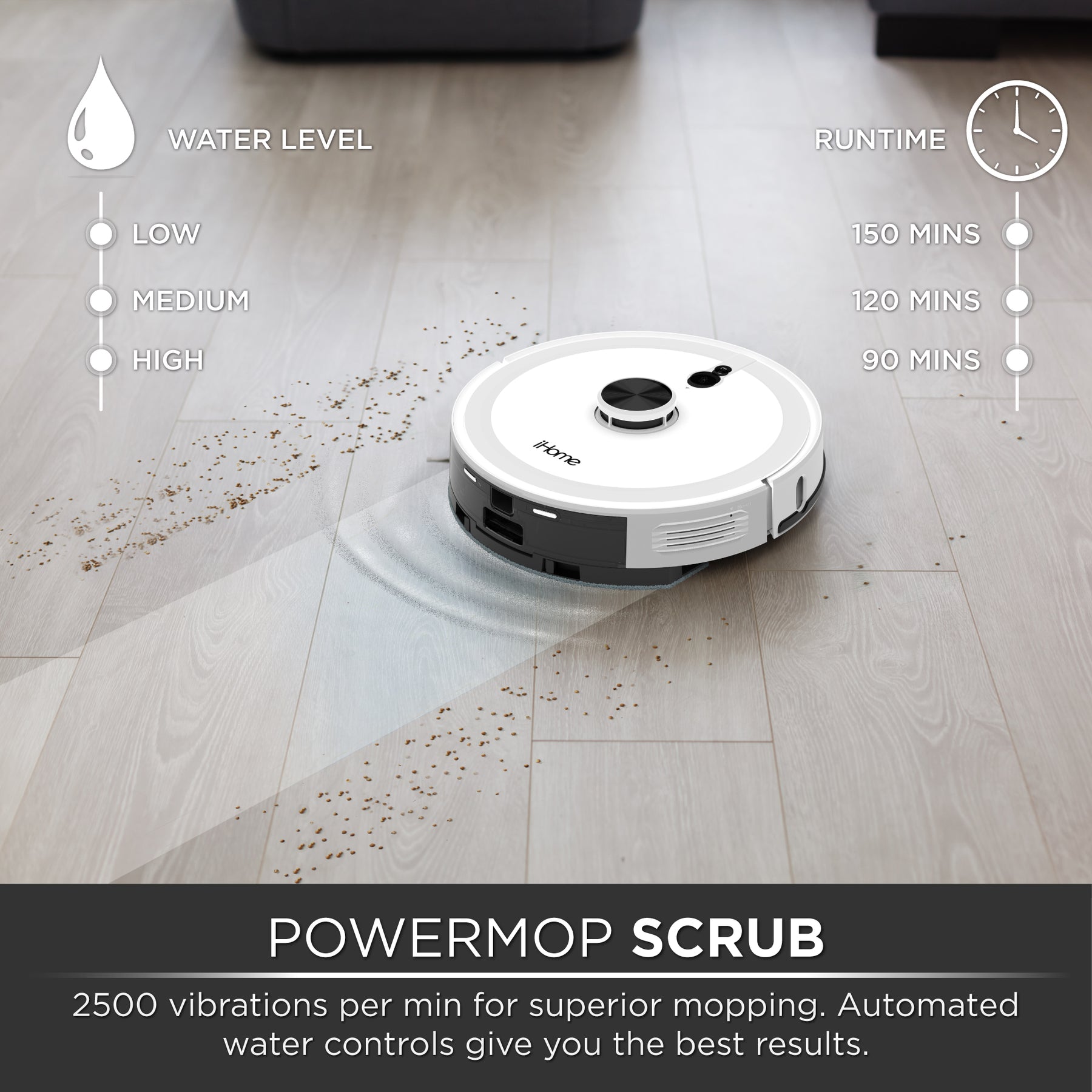 iHome Orbita Pro Robot Vacuum & Mop, Self Emptying, Lidar Technology